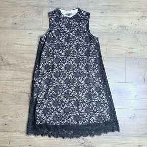 TIANA B Black Lace Sequin Dress Sleeveless Lined Women's Sz 10 Stretch Sparkle